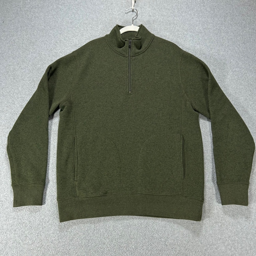 J. Crew Pullover Quarter-Zip Mens L Green Outdoor Casual Classic